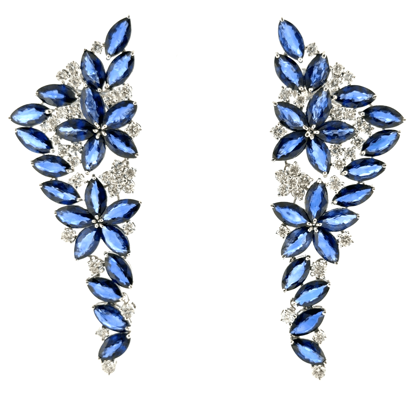 18KT WHITE GOLD DIAMOND SAPPHIRE EARRING