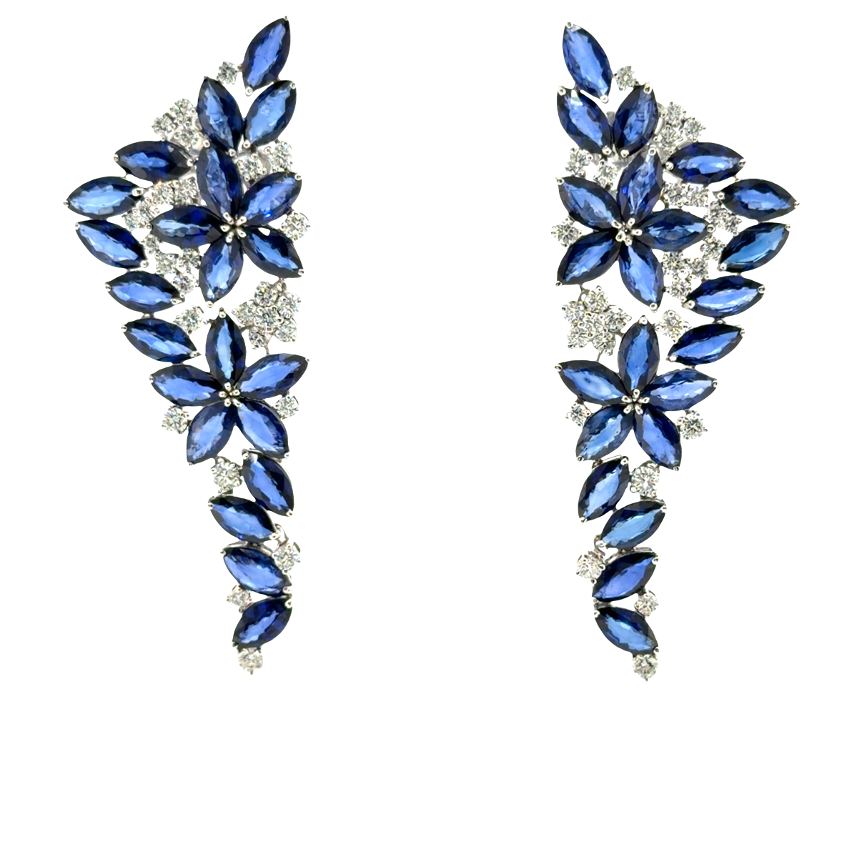 18KT WHITE GOLD DIAMOND SAPPHIRE EARRING