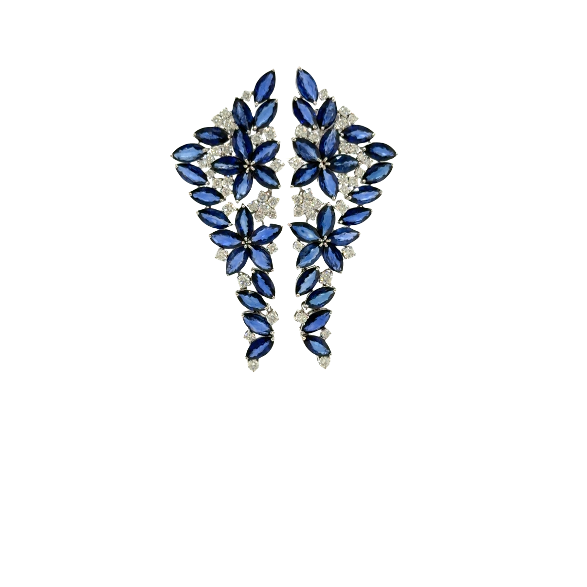18KT WHITE GOLD DIAMOND SAPPHIRE EARRING