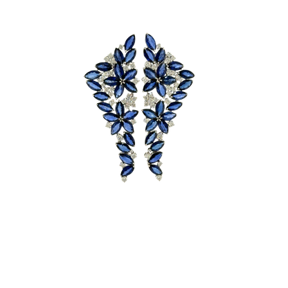 18KT WHITE GOLD DIAMOND SAPPHIRE EARRING