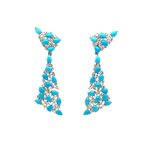 18KT WHITE GOLD DIAMOND SLEEPING BEAUTY TURQUOISE EARRING