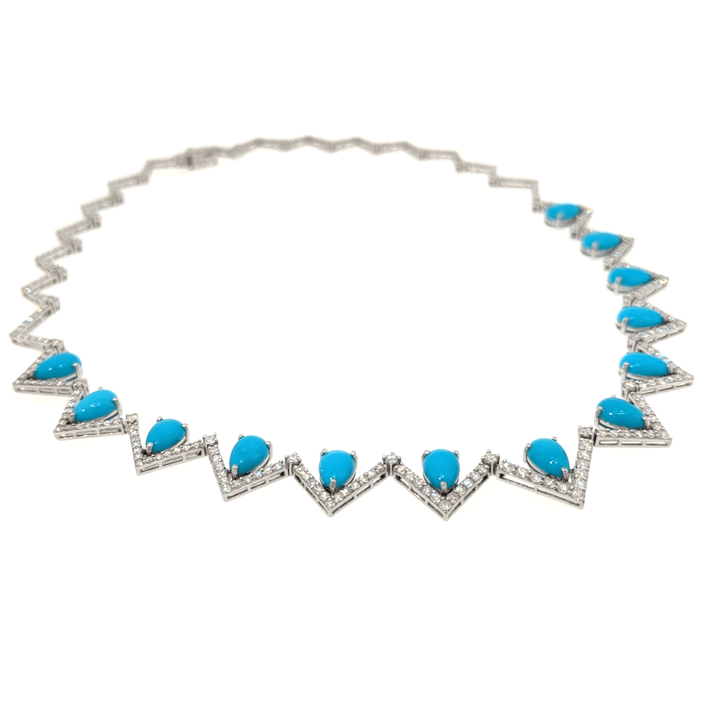 18KT WHITE GOLD DIAMOND SLEEPING BEAUTY TURQUOISE NECKLACE
