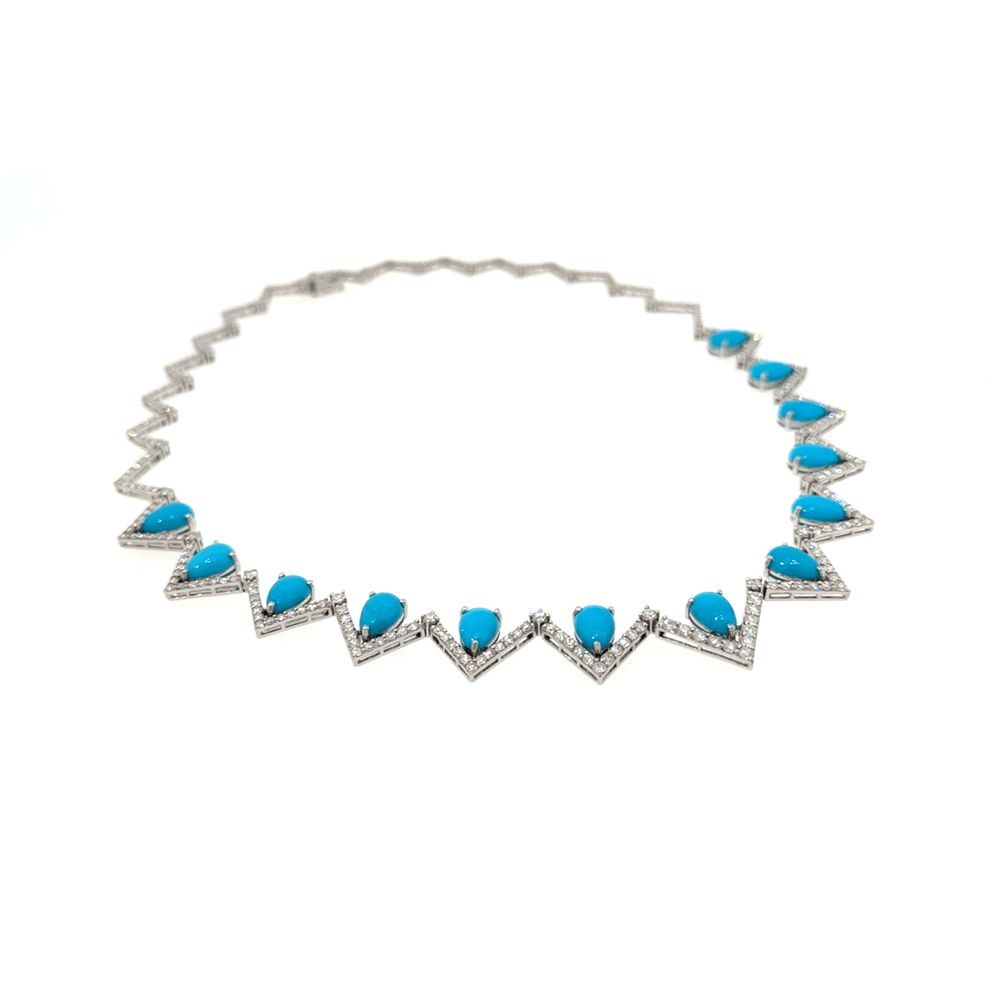 18KT WHITE GOLD DIAMOND SLEEPING BEAUTY TURQUOISE NECKLACE