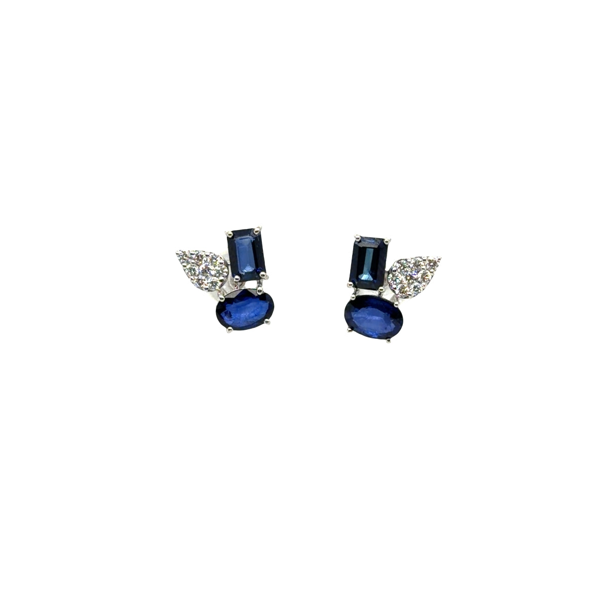 18KT WHITE GOLD DIAMOND SAPPHIRE EARRING