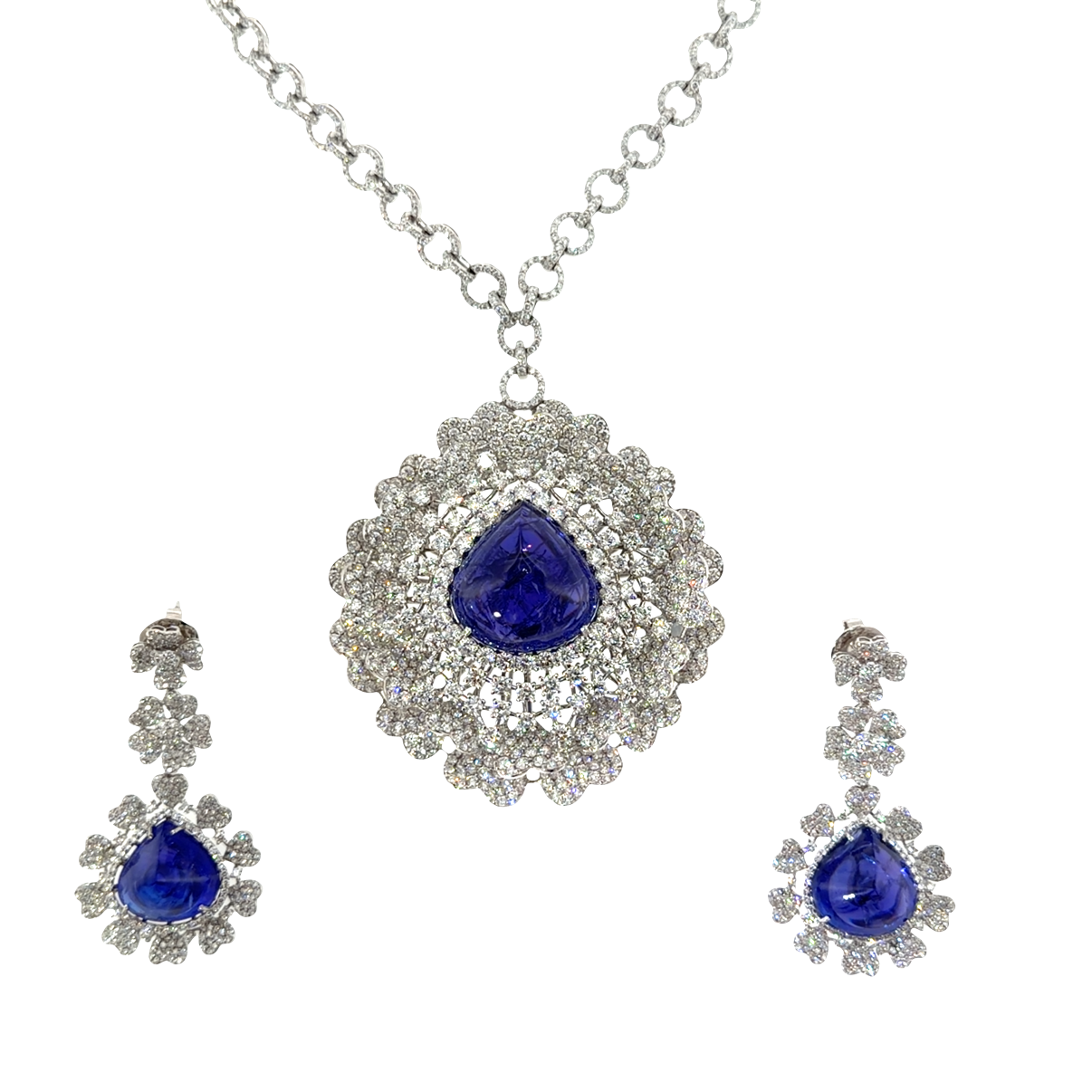 18KT WHITE GOLD DIAMOND TANZANITE NECKLACE