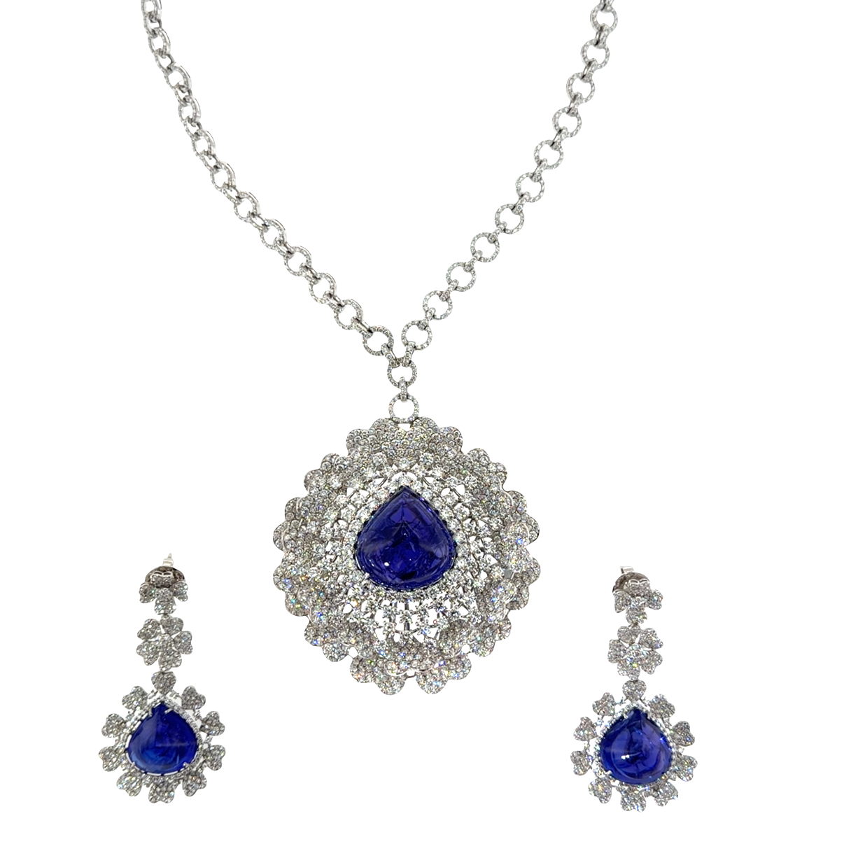 18KT WHITE GOLD DIAMOND TANZANITE NECKLACE