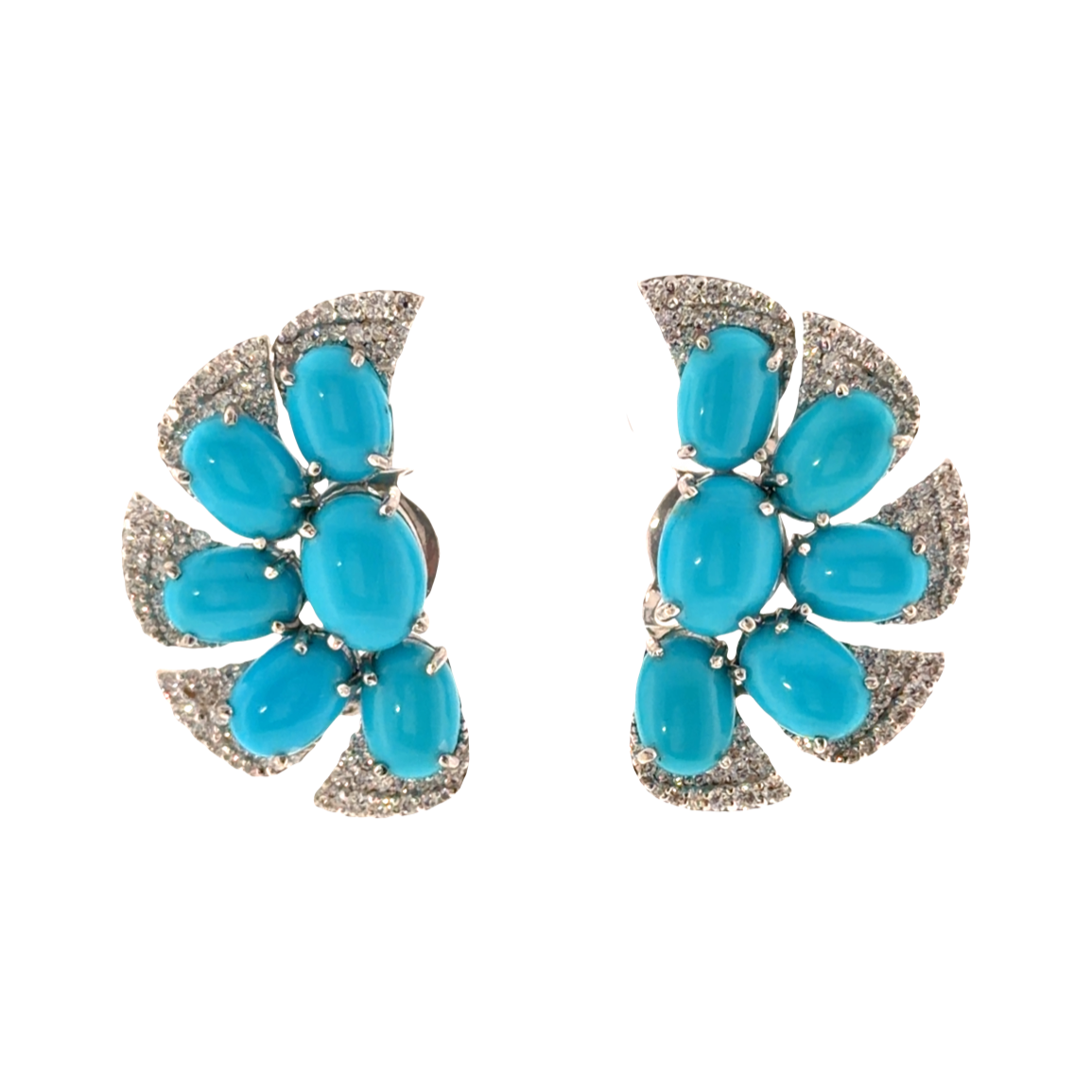 18KT WHITE GOLD DIAMOND SLEEPING BEAUTY TURQUOISE EARRING