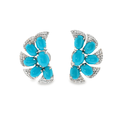 18KT WHITE GOLD DIAMOND SLEEPING BEAUTY TURQUOISE EARRING