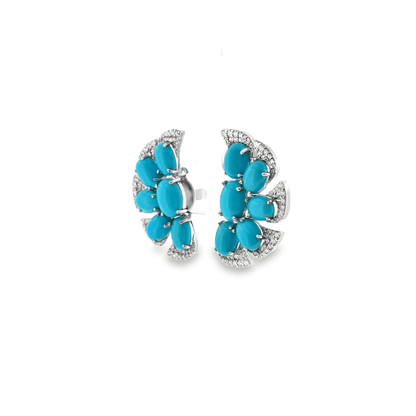 18KT WHITE GOLD DIAMOND SLEEPING BEAUTY TURQUOISE EARRING