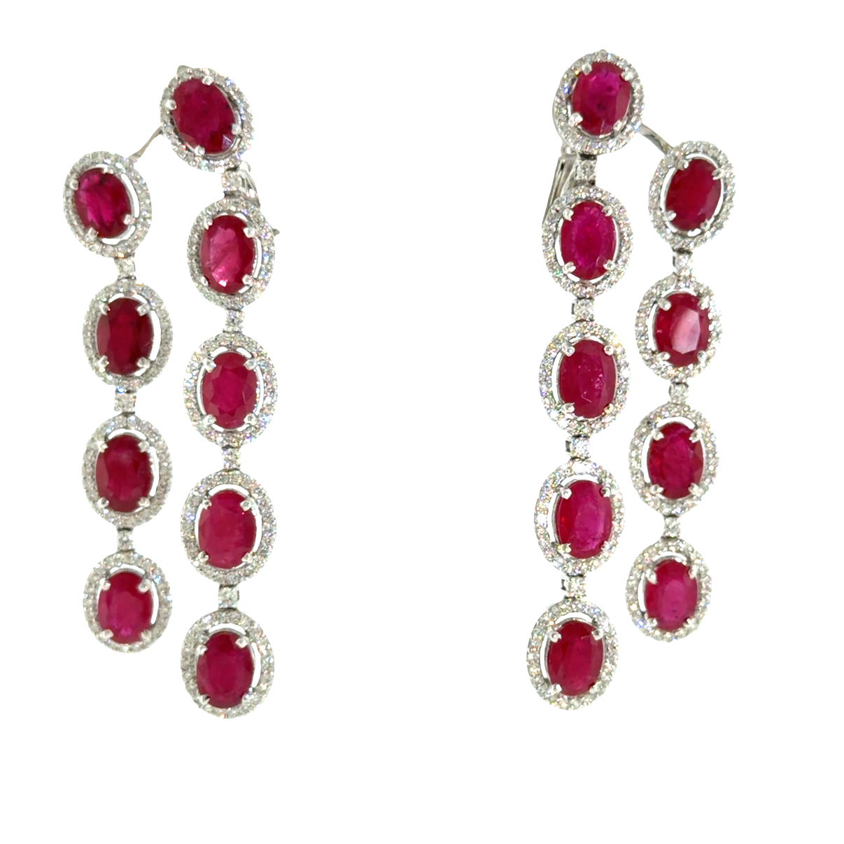 18KT WHITE GOLD DIAMOND RUBY EARRING