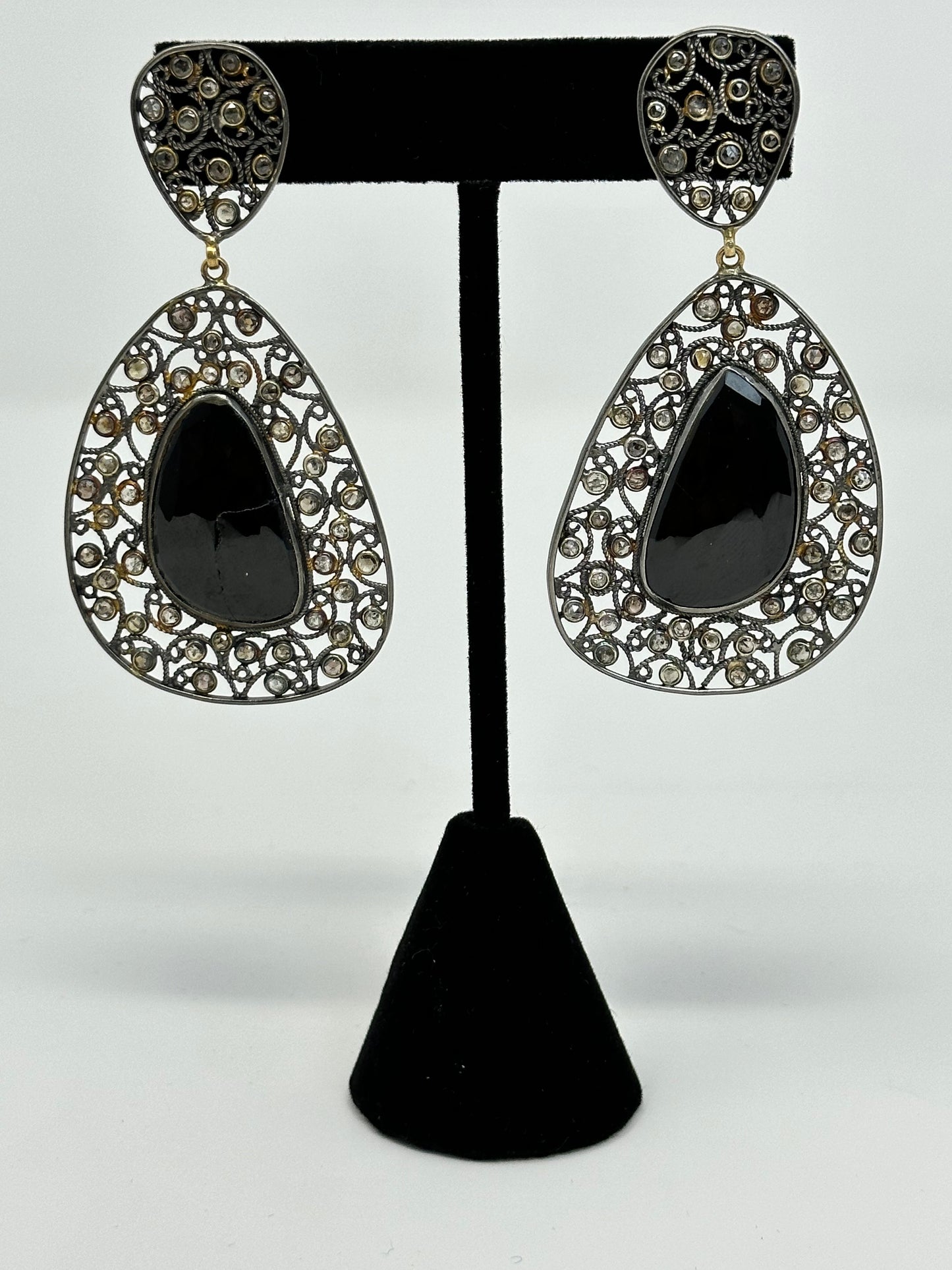 Black Onyx and Diamond Earring