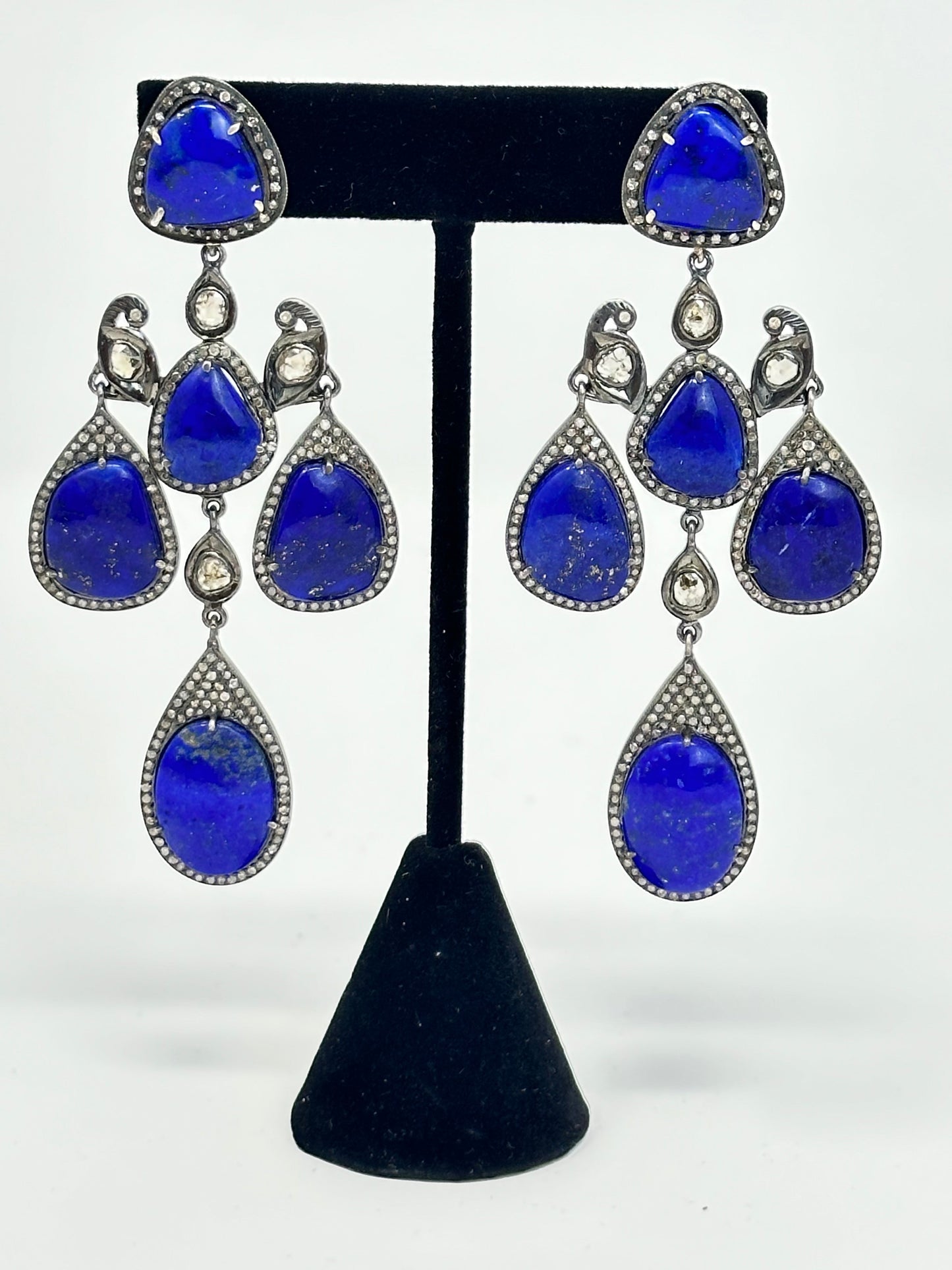 Blue Lapis and Diamond Earring