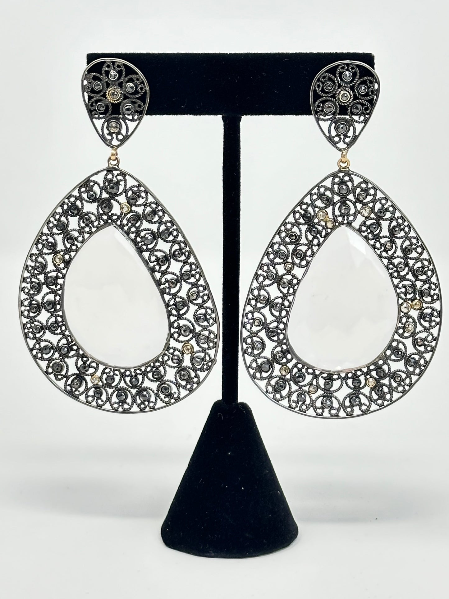 Rose Quartz and Diamond Earrings