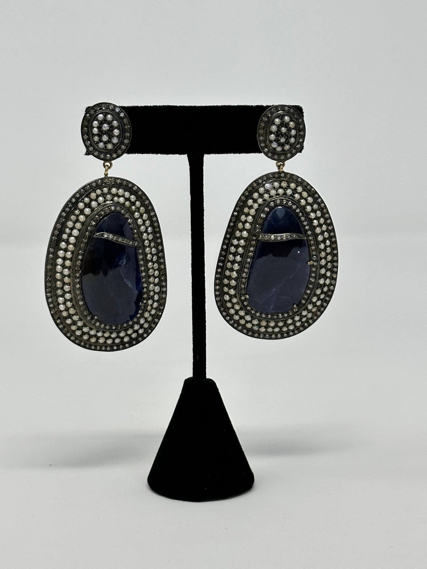 Sapphire with Pearl and Diamond Earring