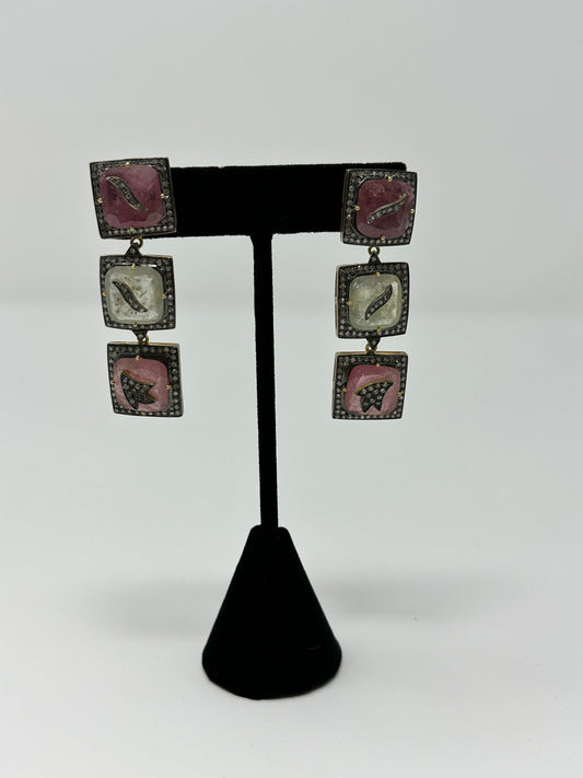 Multi Colored Uma sapphire and Diamond Earrings