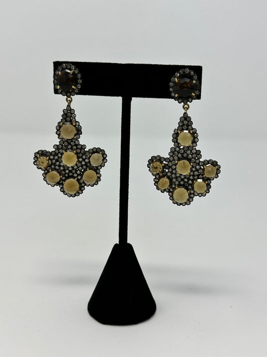 Brown Citrine and Diamond Earring