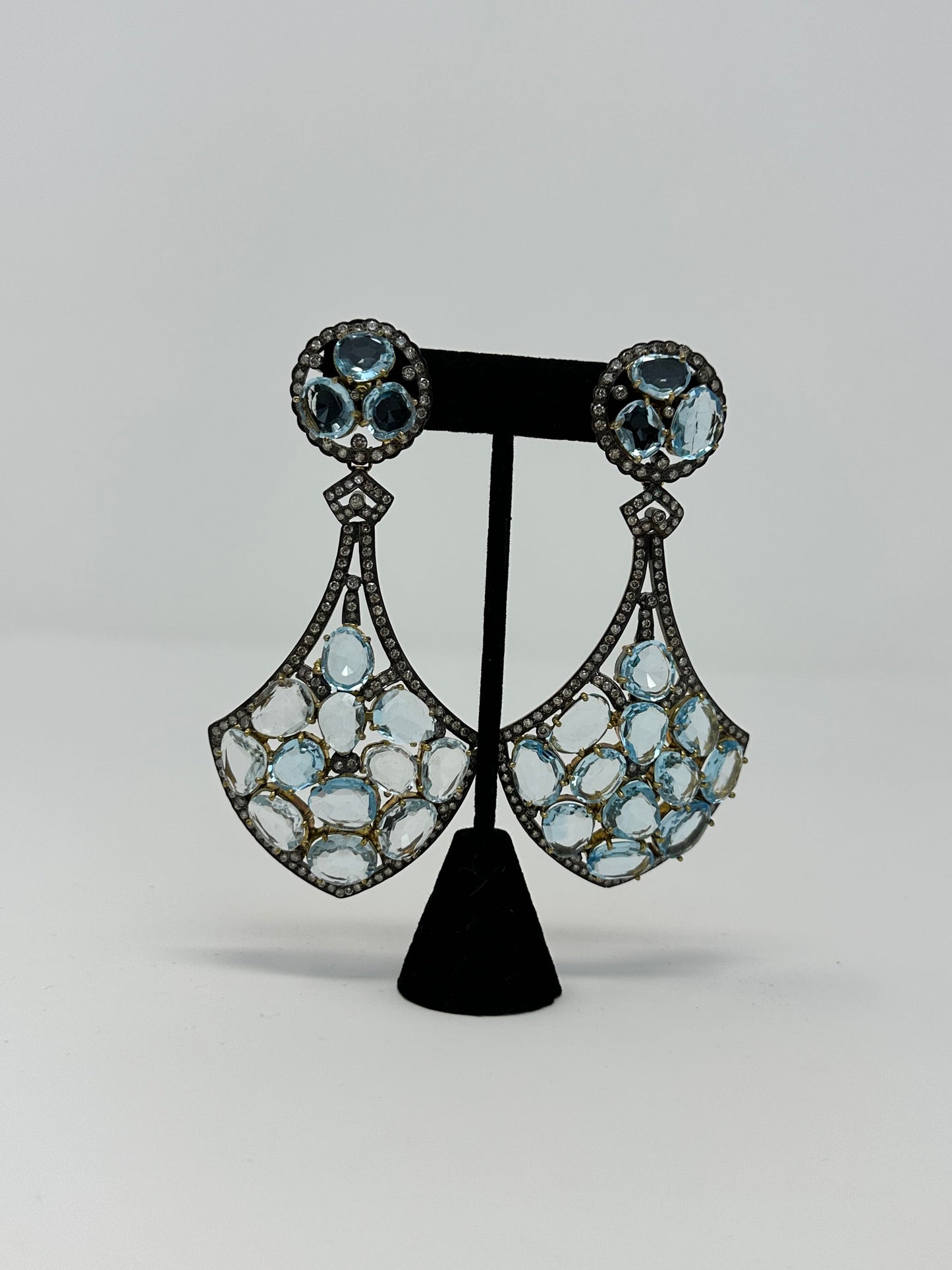 Blue topaz andr Diamond Earring