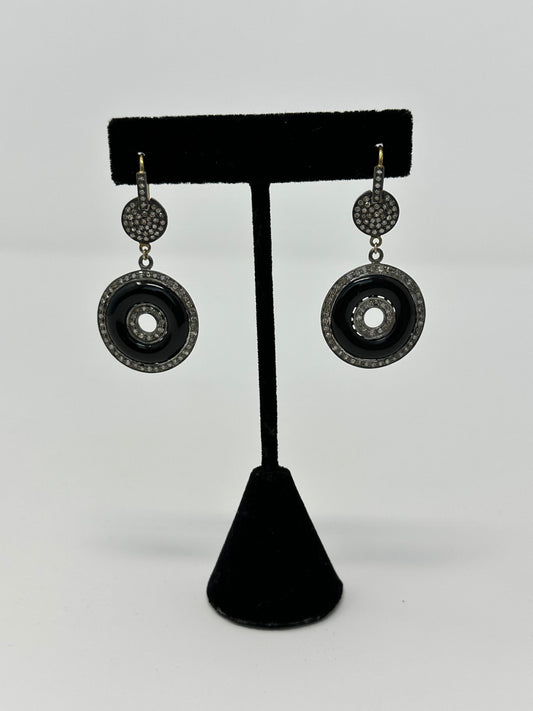 Black onyx and Diamond Earring